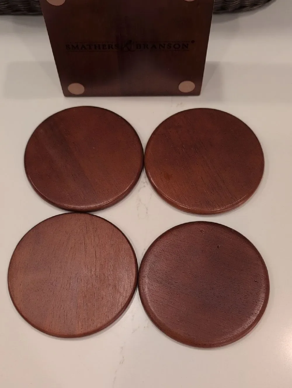Smathers & Branson Shotgun Shells Needlepoint Coaster Set of 4 In Wood Box